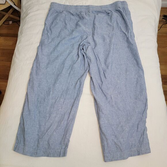 Athleta Cabo 100% Linen Blue Wide‎ Leg Pants Drawstring Pockets Plus Size 26 EUC - Picture 2 of 11